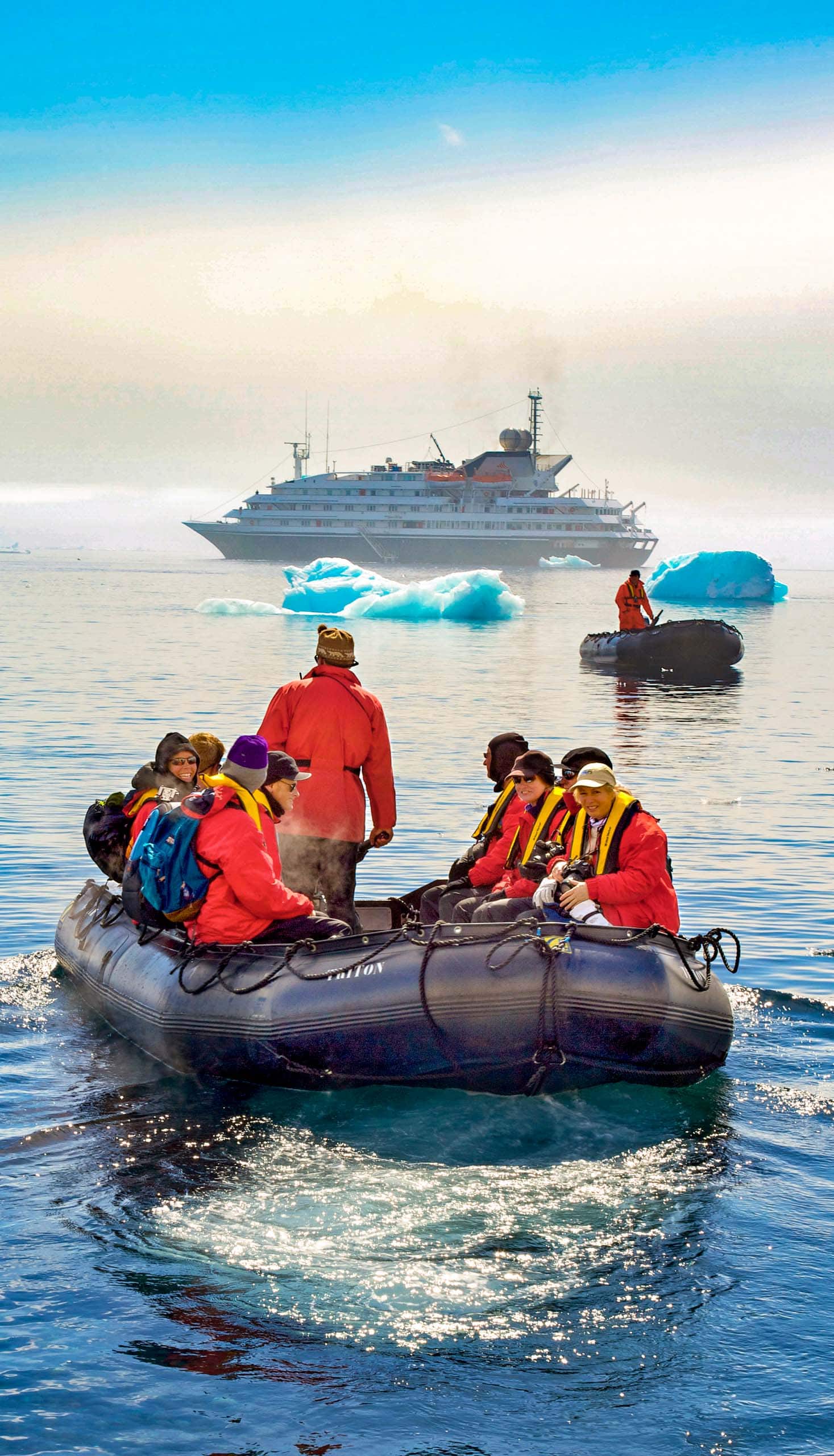 A group of people on a raft.