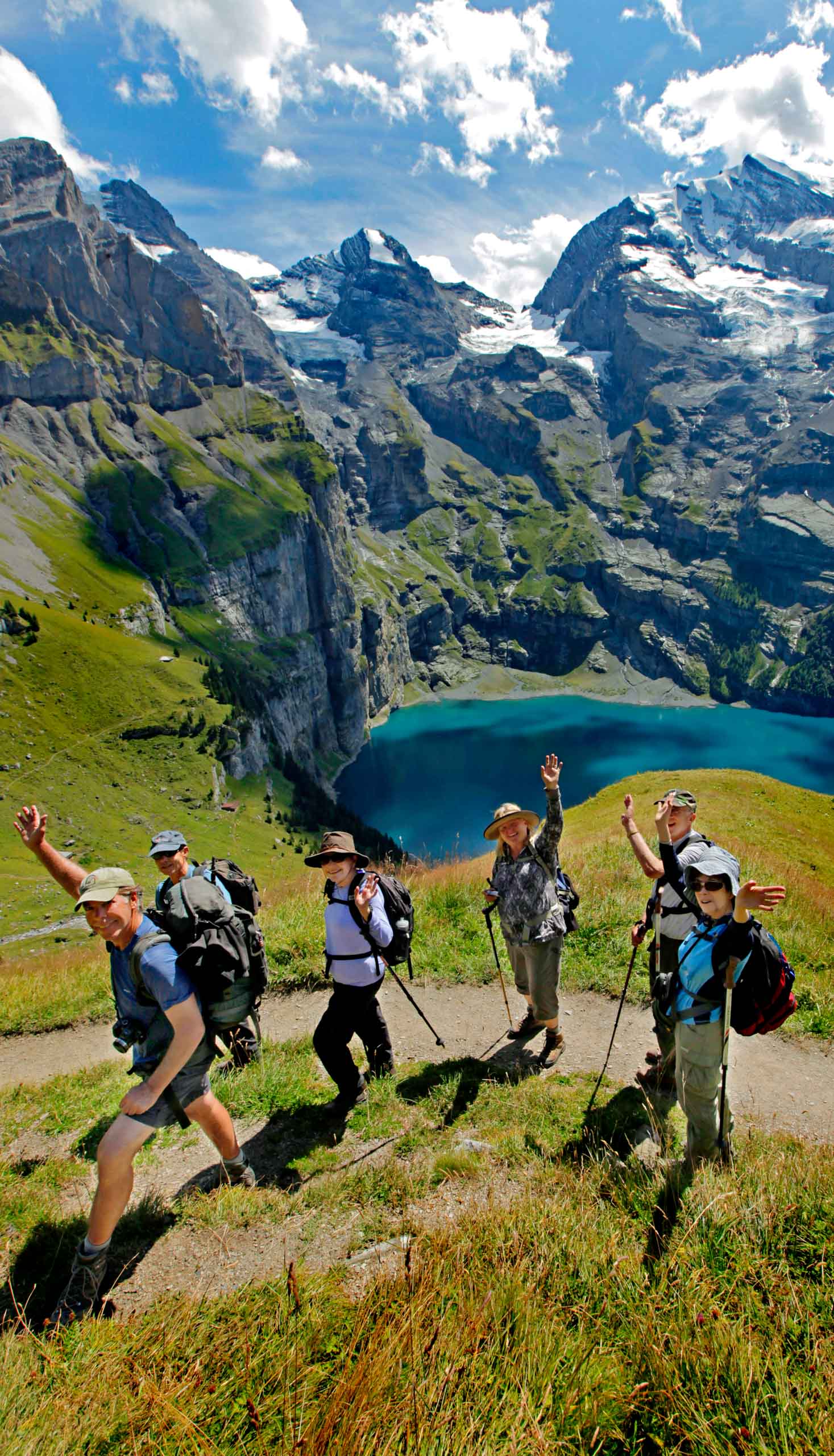 A group of people hiking.