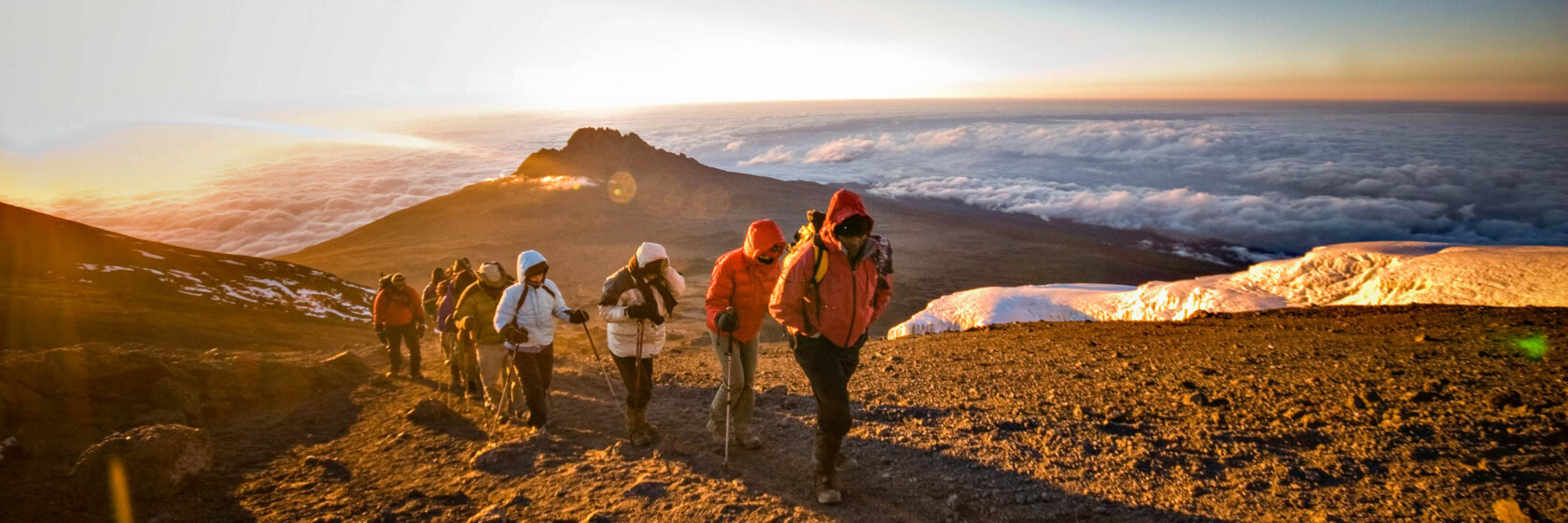 A group of hikers in Mt. Kilimanjaro.