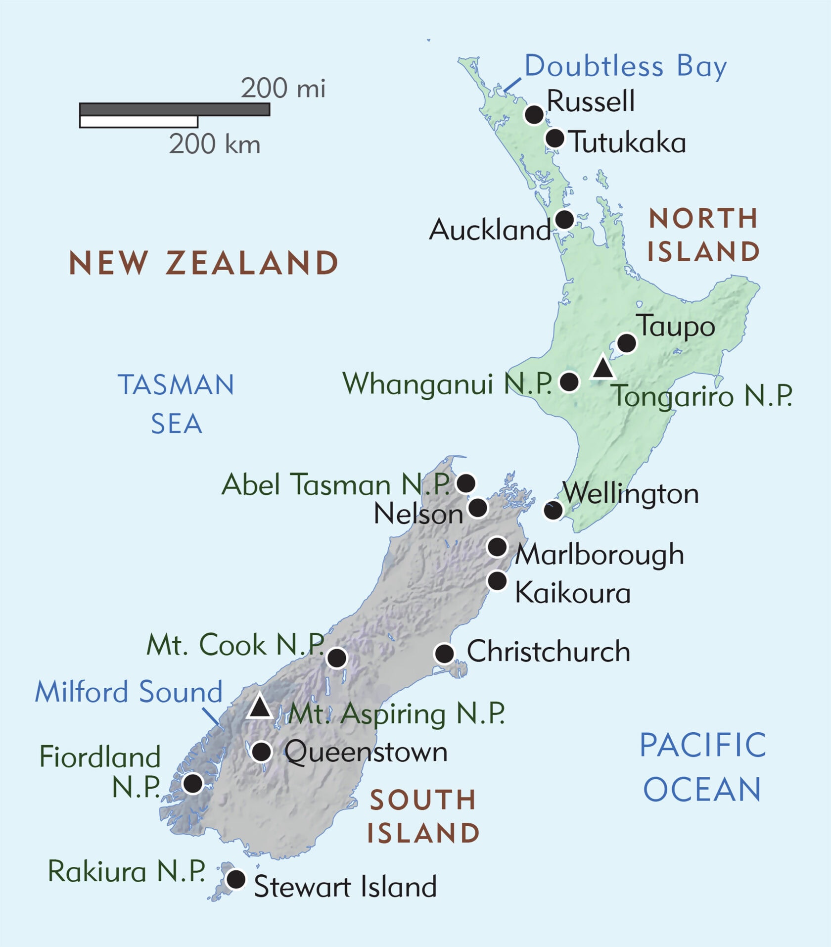 Explore the map of New Zealand, perfect for planning Pacific trips. It highlights major cities, national parks, and geographic features across the North and South Islands – an essential tool for unforgettable travel adventures.
