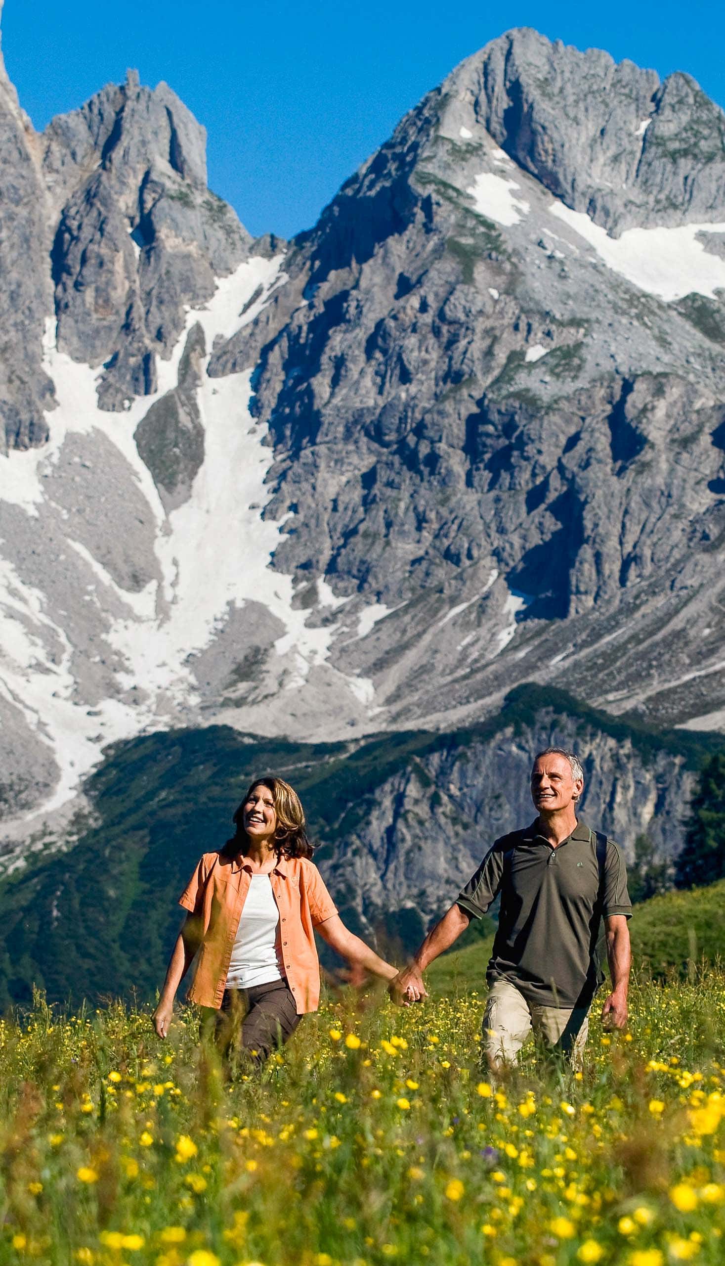 A couple walking together.